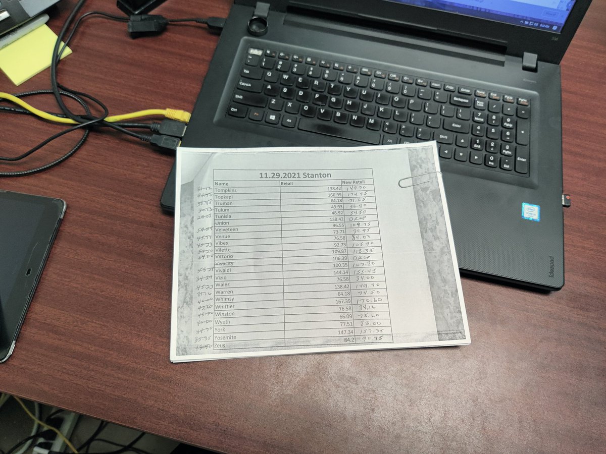 ConcerndBassist's tweet photo. A manager at my company is sending me price changes by printing the spreadsheets, scribbling the new price in, taking a pic of it, and texting the pic to me. Happy Tuesday.
#TuesdayFeeling #ITthings https://t.co/vETmTpsSRl