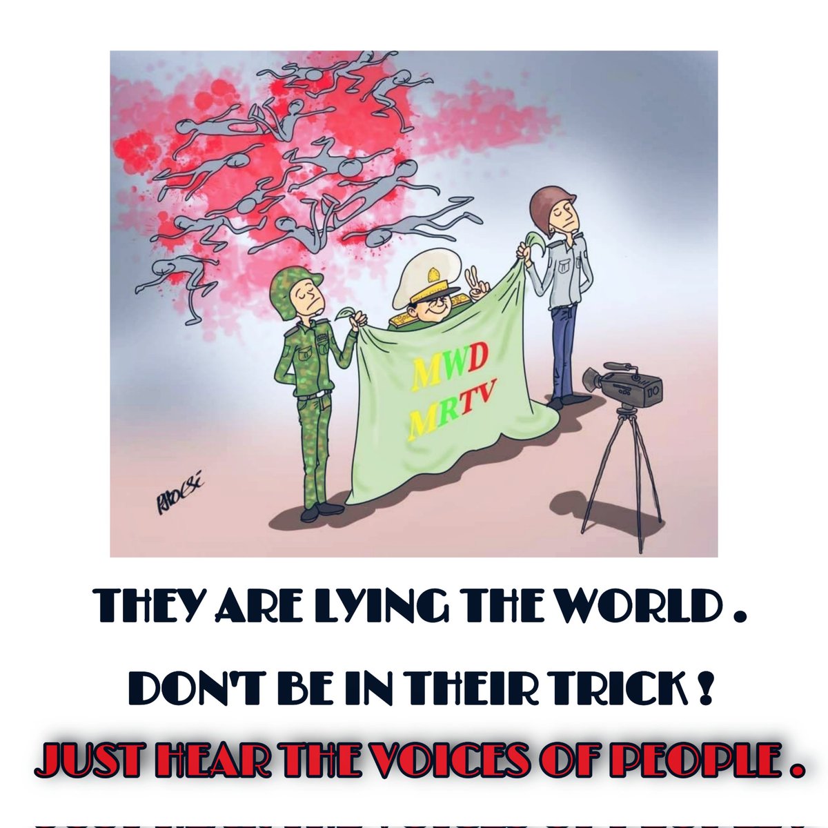 Chanapai247's tweet photo. Despite the numerous barbaric crimes and massacres across the nation of #Myanmar , MRTV &amp; MWD under junta SAC keep announcing fabricated news as daily basic.

PLS DON'T BE IN THEIR TRICK !

Just hear the voices of people and @ICJ_org must bring SAC to justice!

#BurntAliveByJunta https://t.co/lIIgzxJlpm