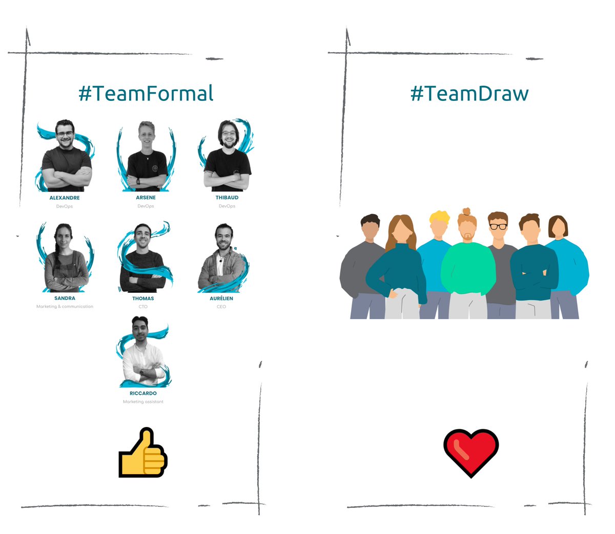 getplumber_io's tweet photo. Today, we want you to participate in the #design of the new version of #R2Devops! ✨
For the #team presentation, which one do you prefer?
The formal one 👍 or the drawing one ❤️?
Answer us in the comments 👇 https://t.co/fXkVL2w929