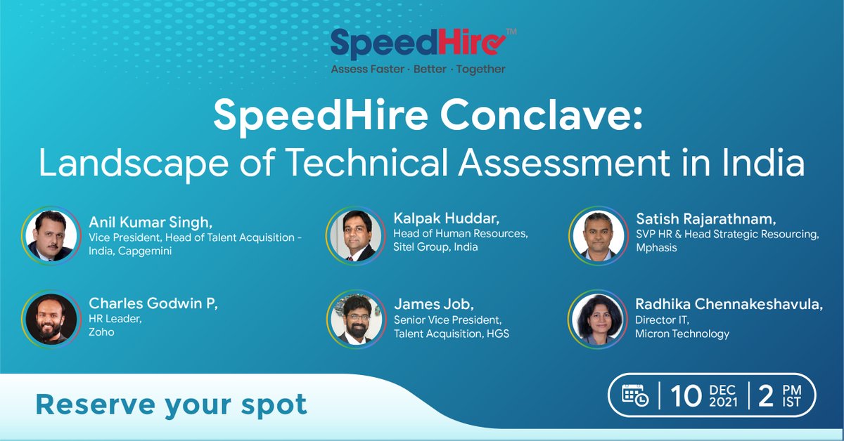 speed_hire's tweet photo. Do you want to build an assessment strategy that can outshine your competitors and help you hire faster and better? Join India's most promising #TalentAcquisition and #HRleaders in a #SpeedHire #TechnicalAssessment Conclave 2021 ➡ https://t.co/Csp7OtZ09V
@Sitel_WorldWide https://t.co/Wn2MHMZ7Mu