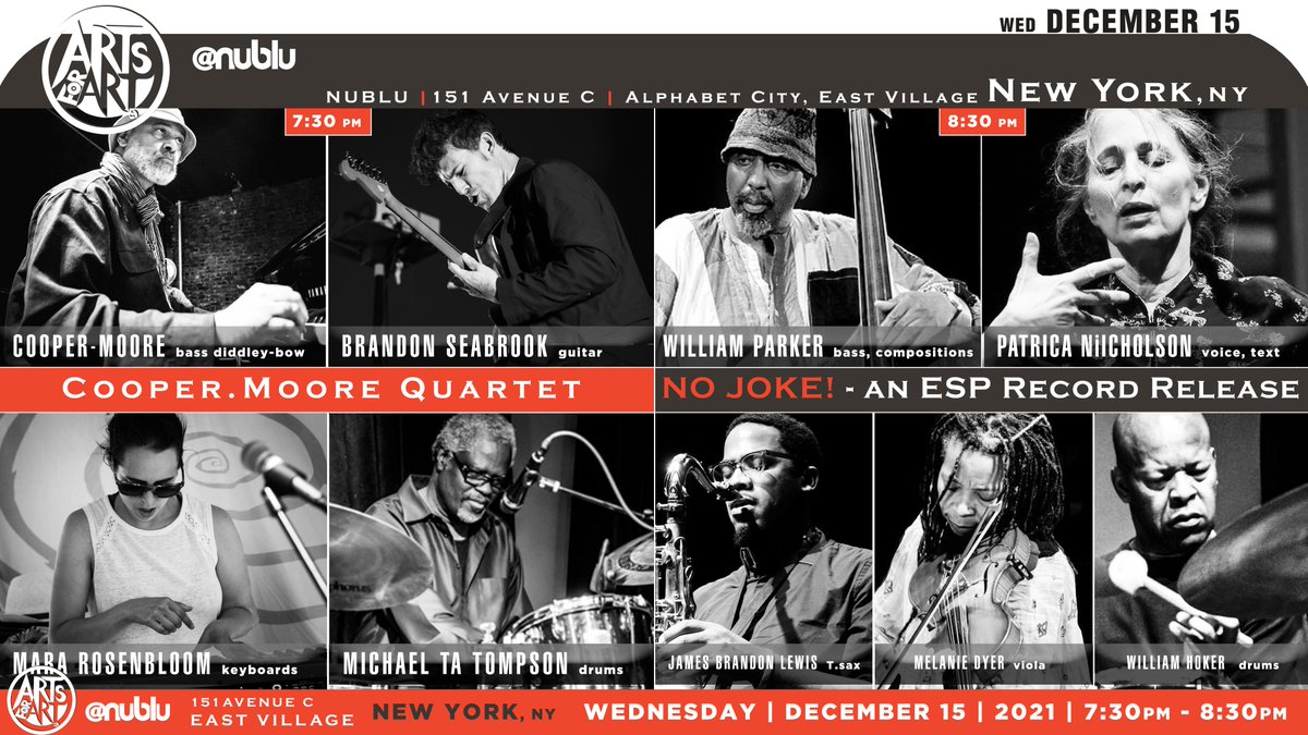 jazzsharing's tweet photo. →@artsforart @nublu #NYC
7:30 COOPER-MOORE 4tet
#CooperMoore @throngoftremolo @MaraRosenbloom #MichaelTAThompson
➣https://t.co/9vYDwIWslo
8:30 NO JOKE! ➣https://t.co/iKEiNSz5sd
@LittleHueyMusic @pnparker1 @JBLEWIS1983
@MelaniedyerDyer @hooker_william
→https://t.co/40Azjwc0WF https://t.co/5dEUenKUsQ