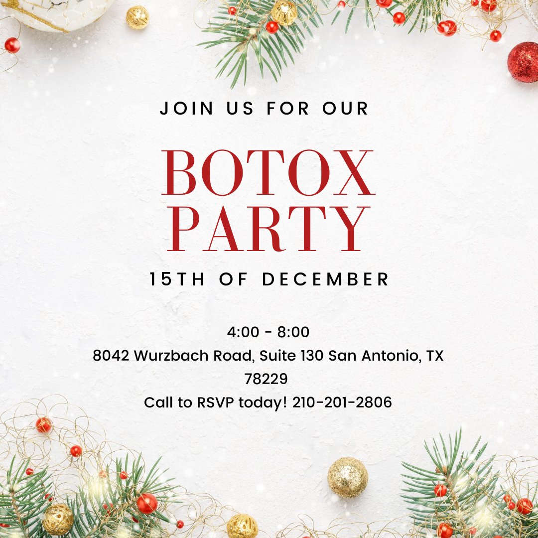 STARPlasticSurg's tweet photo. It's our last Botox party of the year! Come join us for your choice of injectable to get you ready for the holidays. Availability is limited so don't forget to RSVP.

#Botoxparty #filler #preventativebotox #wrinklefree #perfectskin https://t.co/4ETuTKqsgL