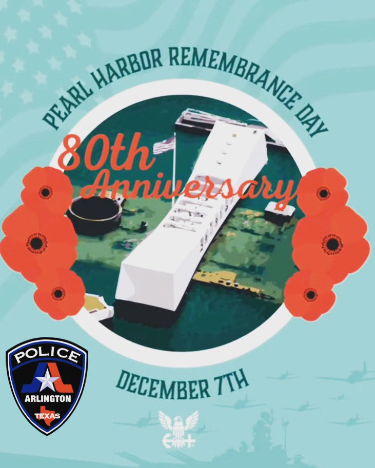 ArlingtonPD's tweet photo. On this day.. 80 years ago..

December 7, 1941

#PearlHarborRemembranceDay https://t.co/KY1cu0jkjM