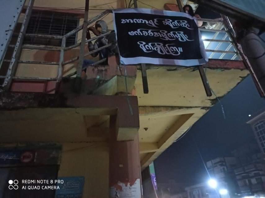 TTFR__Myanmar's tweet photo. Revolutionary banners were hung at NamtKann,Northern Part of Shan State by young activists.#Dec7Coup #Cambodia_RejectTerrorists #WhatsHappeningInMyanmar https://t.co/4z20O6HEot