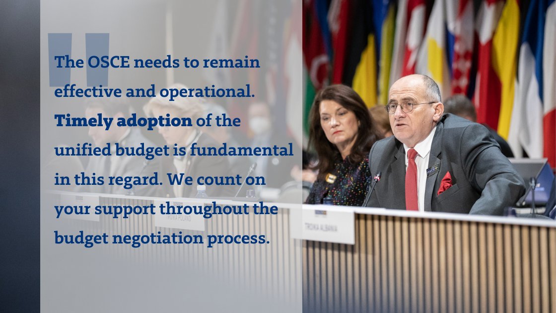 PLinOSCE's tweet photo. Today #ACMF chaired by 🇵🇱, discussed the Chair’s First Proposal for 2022 Unified Budget #UB2022.
During the Ministerial Council in 🇸🇪, FM @RauZbigniew underlined the need for constructive engagement in the process.
Only together we can succeed and timely adopt the budget! https://t.co/rlVBqw7wom