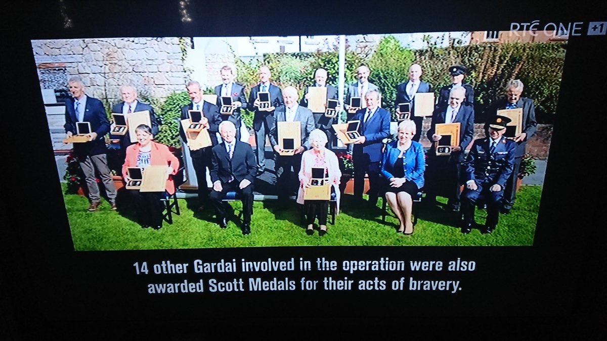Roarkesbar's tweet photo. The Don Tidey documentary on RTÉ last night featured two familiar faces!

Mick's nephew John O'Rourke received a Scott's medal on behalf of his late father Sgt Seamus O'Rourke.
Seamus was awarded the medal in honor of his bravery when he came face to face with the IRA kidnappers https://t.co/rru7ijA1Oy