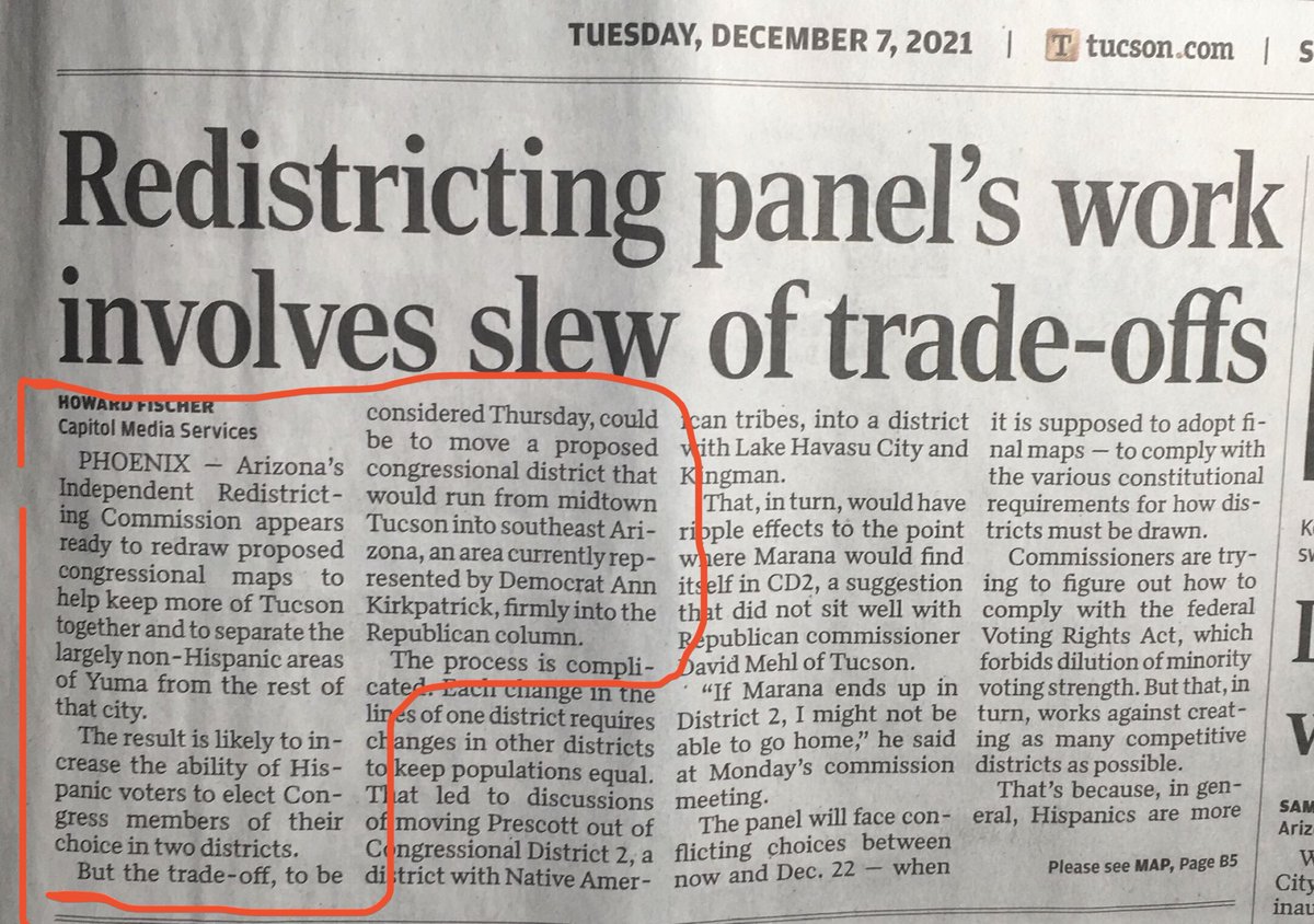 Alison_AZGeo's tweet image. This ill-conceived request by ⁦⁦@TucsonRomero⁩ is a gift to the #GOP. It will impact reproductive rights, climate, immigration legislation for the next decade. #UnforcedError ⁦#redistricting #fairmaps @PimaDems⁩ ⁦@azdemparty⁩ ⁦⁦@redistrictAZ⁩