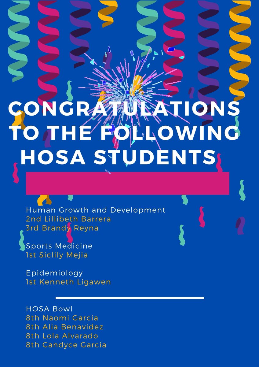 McHi_HealthSci's tweet photo. Mr. Ponce and I would like to share some exciting news about our McHi HOSA students. They competed in HOSA Online Competition and many of them placed!!! Congratulations to all students!!@McHiCTE1 @McAllenISDCTE @McAllenISD @McHiPride @Spena1378 https://t.co/OkFfNSzbBL