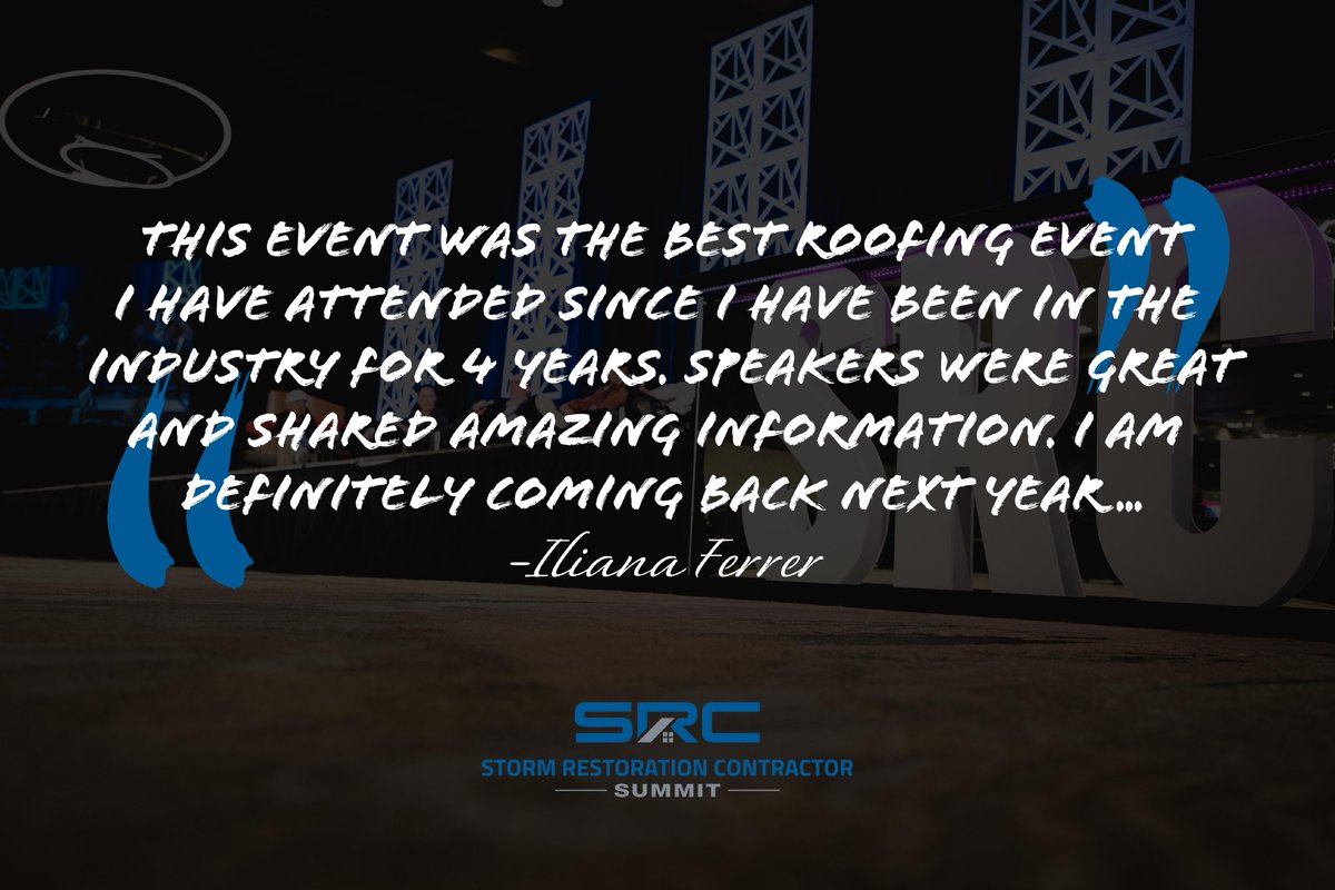 SRCSummit's tweet photo. "...best roofing event I have attended since I have been in the industry..."

And this year is going to be even better! With new speakers, TWO new venues, new sponsors and a concert to close the weekend out...SRC 2022 is sure to be the best event of 2022!

Ticket link in bio! https://t.co/USG82gSEyq