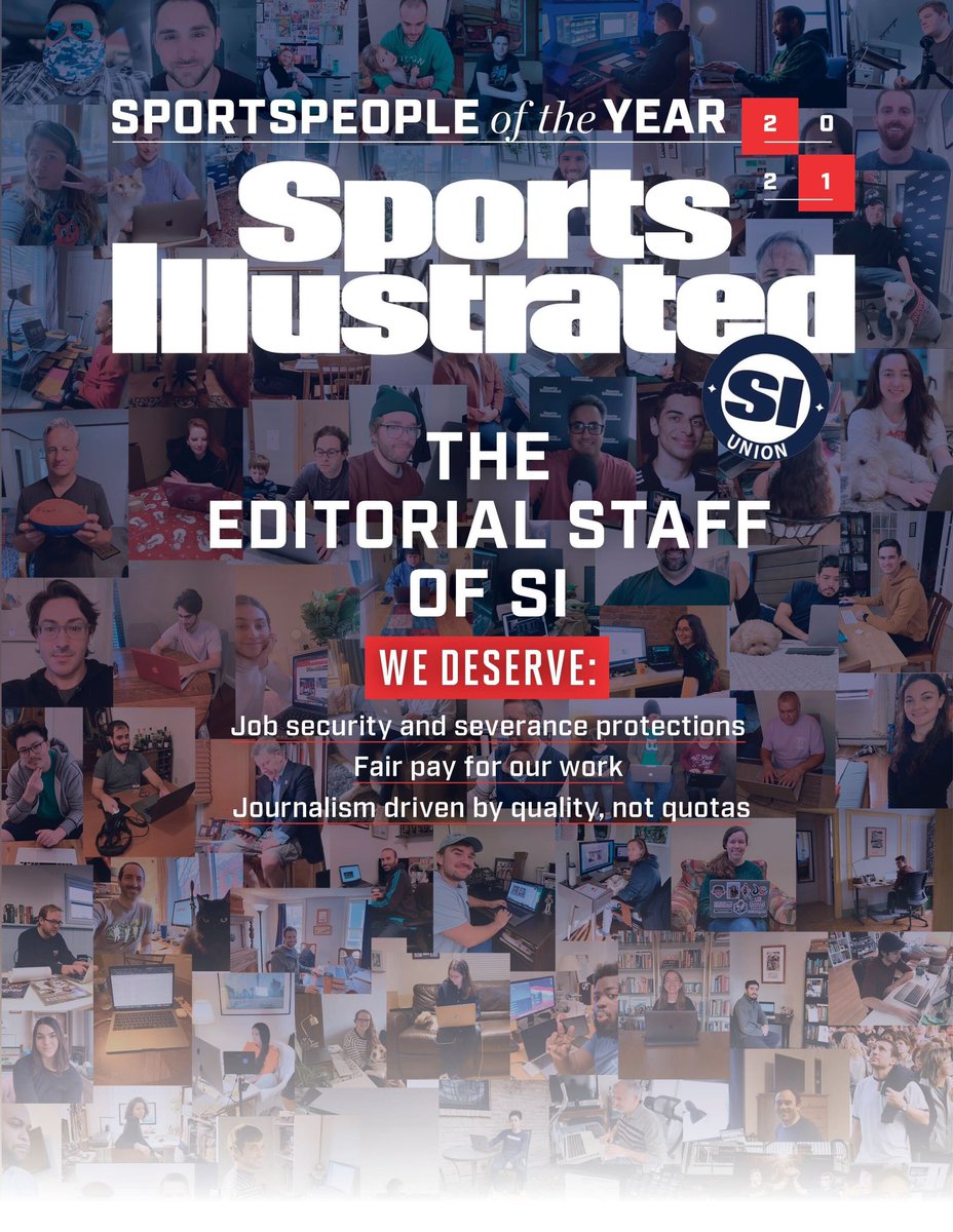 With all due respect, the real 2021 Sportspeople of the Year are the editorial staff of SI, who showed grit, determination and perseverance working this year without a contract. We deserve a fair deal, now.