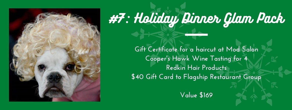 NaperHumane's tweet image. LOOKING FOR THAT PERFECT GIFT? WANT TO HELP NAHS? Participate in our 12 days of Raffle! The holiday raffle runs from Dec. 1-12 &amp;amp; raffle tickets are $5/each. 
Raffle Prize #7: Holiday Dinner Glam Pack

Purchase tickets &amp;amp; check out all the prizes here: naperhumane.org/events-calenda…