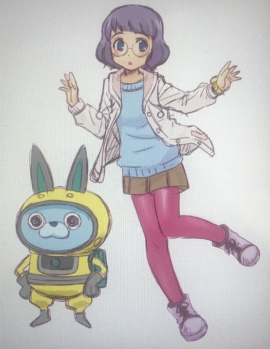かなり前に描いた妖怪ウォッチラクガキ出てきた。メガネタイツ。 