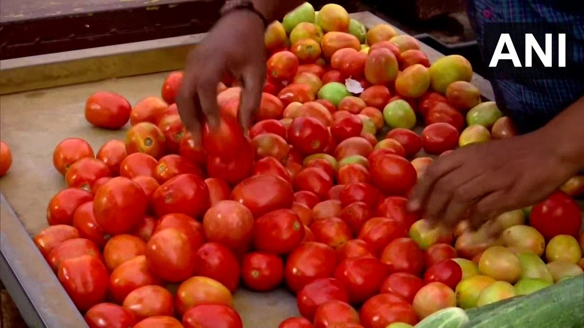 Therealtalkin's tweet photo. #Karnataka: #Tomato prices soar in #Bengaluru. Visuals from #Malleswaram market. "Recurring rains have affected tomato rates, which have now increased to Rs 70/ kg," says #Indresh #TheRealTalk (ANI) https://t.co/CL3ztMb1wQ