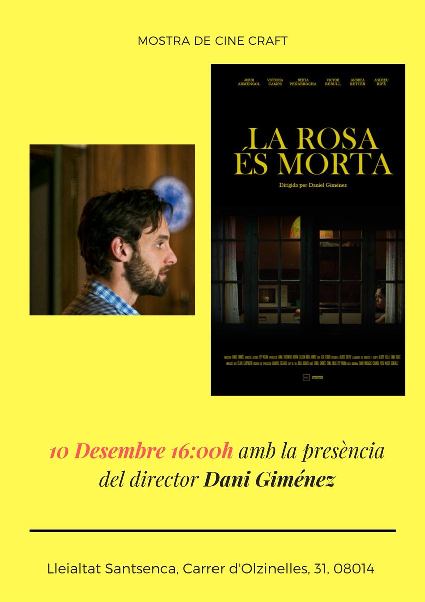 CFFBCN's tweet photo. ¿Preparados para la 4a pequeña mostra de cine artesanal de Barcelona ? Abrimos este viernes de diciembre con la ópera prima de Daniel Giménez LA ROSA ES MORTA🎬 https://t.co/UIPI8aK5fT La proyección tendrá lugar en @Lleialtat⏰a las 16h. 🎟Entrada libre. Allá nos vemos ! #cffbcn https://t.co/G4NLcvHYSc