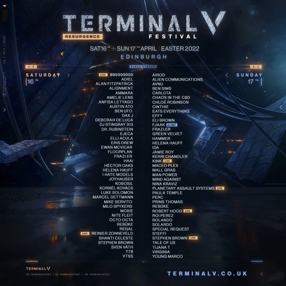 TerminalVFest's tweet photo. DAY SPLITS revealed for #terminalv2022
Final tickets go on sale Thursday midday.
The festival is 80% Sold Out. Saturday tickets are very limited and we expect to sell out fast.
Register for a priority ticket https://t.co/nvJ8RCS3Hz
Which day are you coming? https://t.co/S7tpdQEQHz