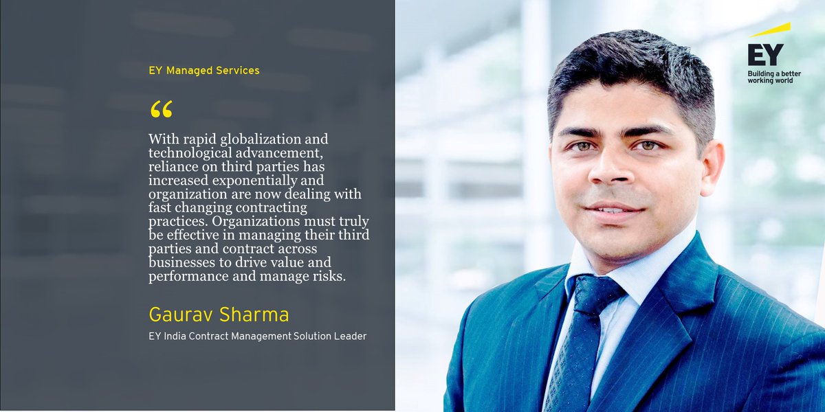 EY_India's tweet photo. Achieving the optimal blend of processes and technology will help organizations successfully transform their contract management practices in today’s #digital era. Learn how EY Contract Lifecycle Management Solution can help https://t.co/lt7u0kTXPc #EYManagedServices https://t.co/548RC8SSfZ