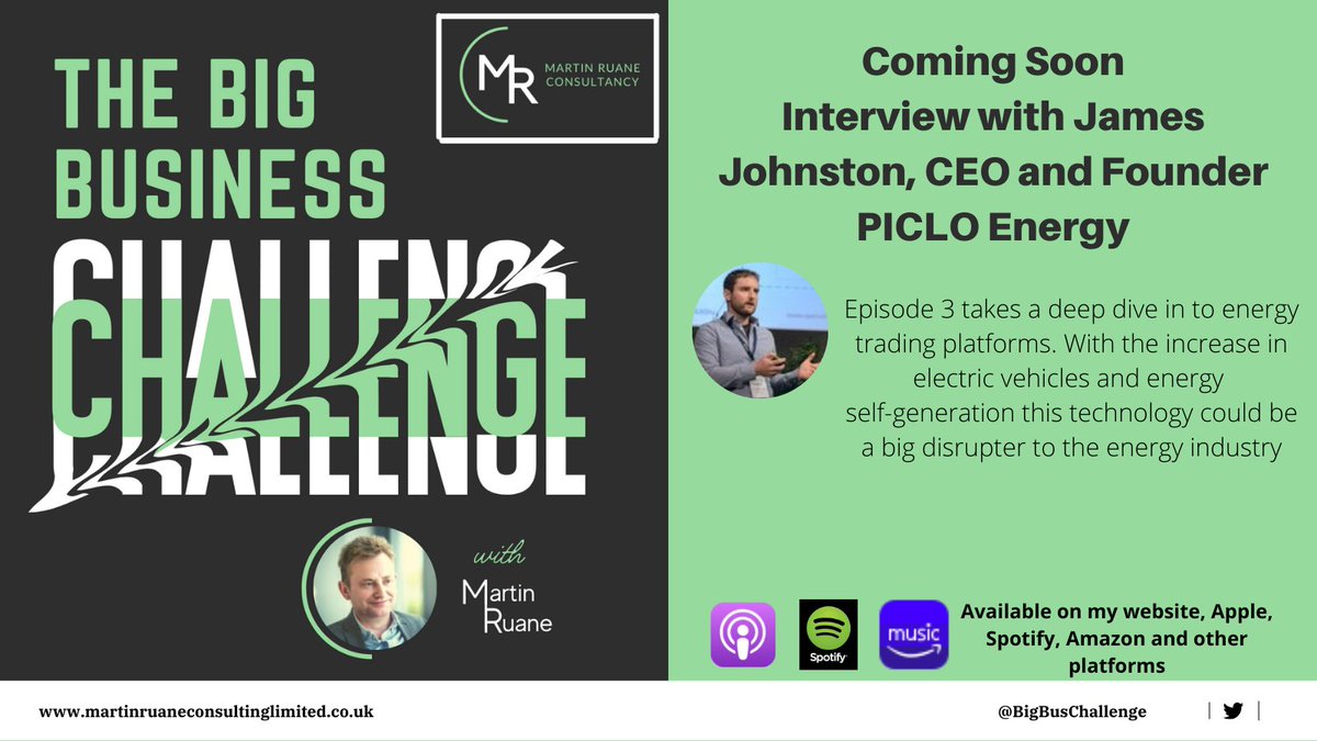 BigBusChallenge's tweet image. Episode 3 is out next week and it&apos;s all about energy trading platforms with an interview with James Johnston CEO and founder of @PicloEnergy
