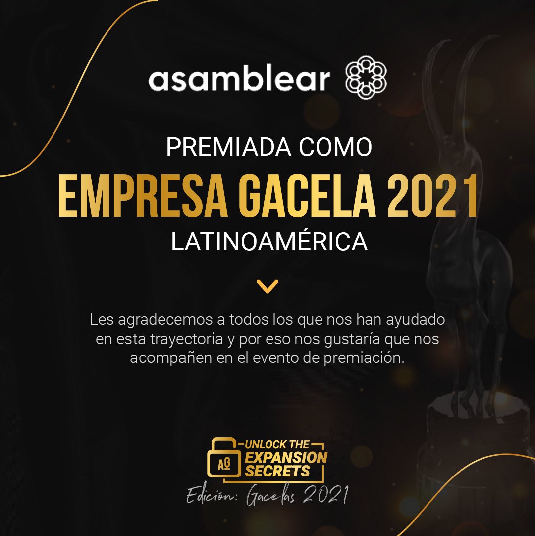 AsamblearOK's tweet photo. ¡Estamos entre las 40 empresas nominadas al reconocimiento #EmpresaGacela 2021 a nivel LATAM por @ArchGroup_!
Los invitamos al evento virtual y gratuito "Unlock the Expansion Secrets 3ra Edición: Gacelas 2021" el martes 14/12 inscribiéndose en: https://t.co/F9MNQImwdM
¡Gracias! https://t.co/ecKfZ4MGsu