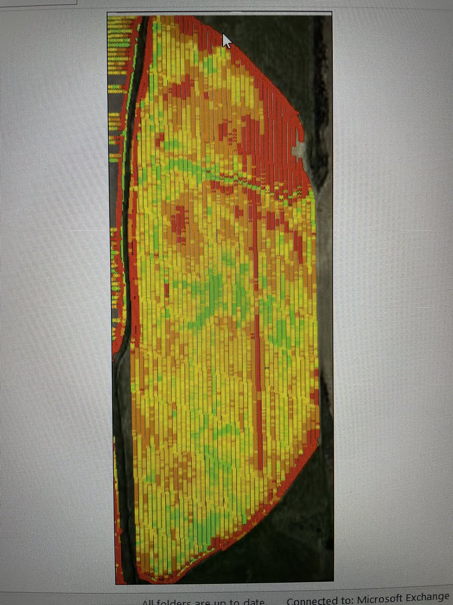 Posted the picture on left over summer, grower put 3 gallons of Altura in furrow on field but left a strip and a little in top right corner.  Just got harvest map last night, 15-20 difference