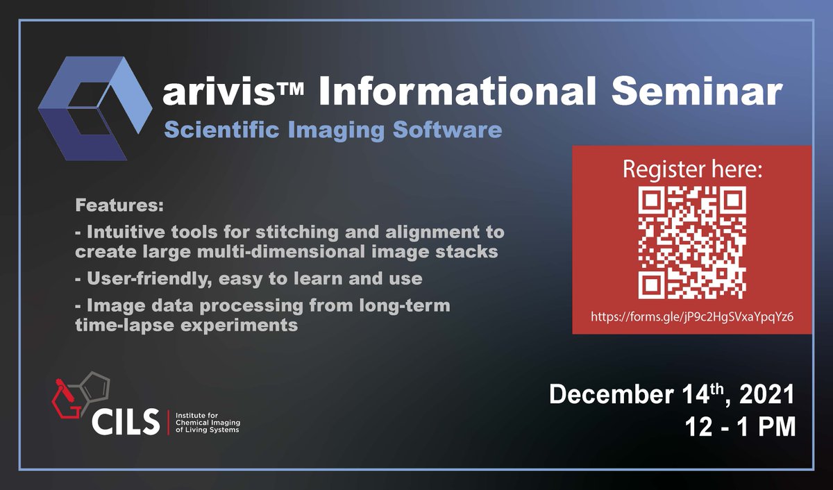 Join us in one week for the next #CILSSeminar featuring @arivisAG scientific imaging software! Register at forms.gle/jP9c2HgSVxaYpq…