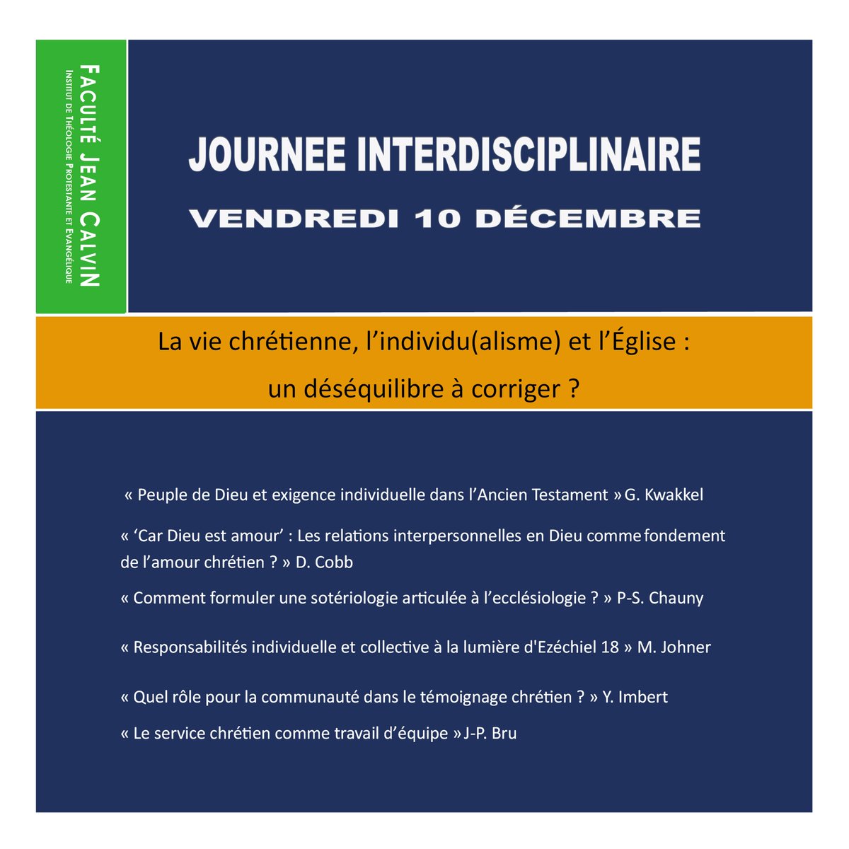 Vendredi, journée d'étude à la <a href="/FacJeanCalvin/">Faculté Jean Calvin</a> sur un thème crucial à notre témoignage : #individualisme et l'Eglise... 
<a href="/lecnef/">Le CNEF</a> <a href="/EvangileConnex/">Evangile Connexion</a>