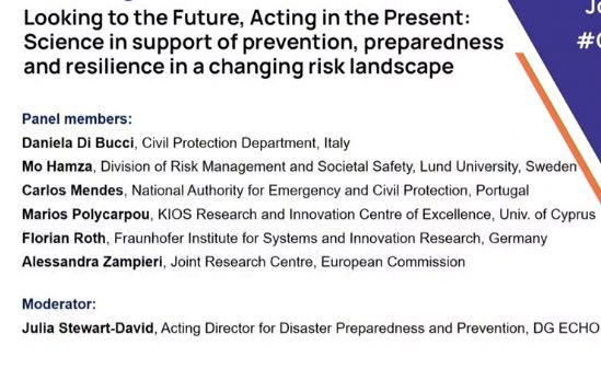 The #SciencePillar of #CivProKnowNet set up in support of prevention, preparedness and #resilience initiatives in a changing risk landscape to support operationalising the #science2policy interface. Translating #research2policy a priority at #EUCivPro.