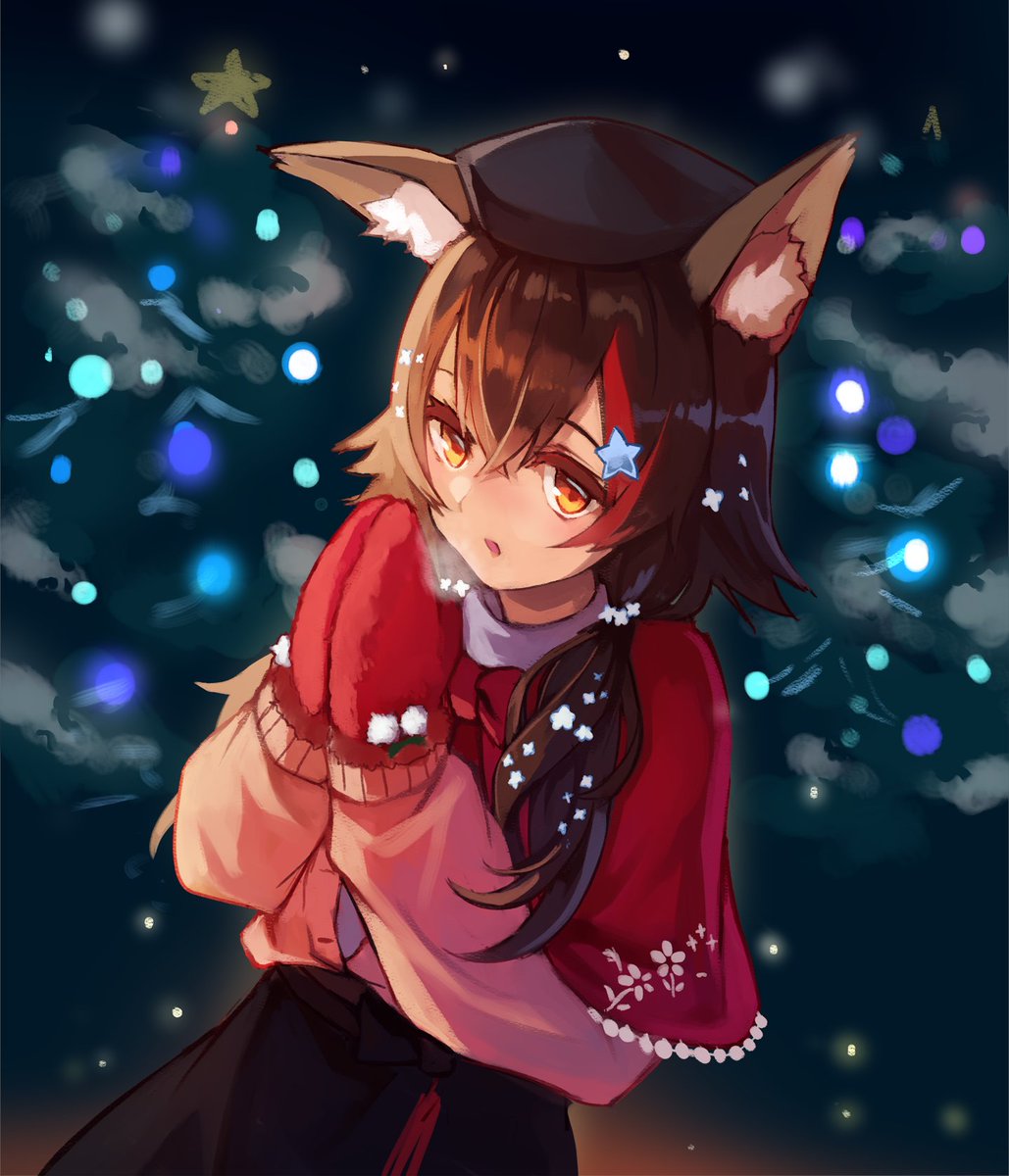 ookami mio 1girl solo animal ears wolf ears streaked hair red hair hair ornament  illustration images