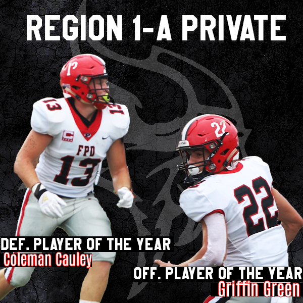 The awards keep rolling in for the Vikings! We celebrate these Region Honors: Coleman Cauley was named Defensive Player of the Year and Griffin Green was named Offensive Player of the Year. Way to go Vikings! #GoVikings