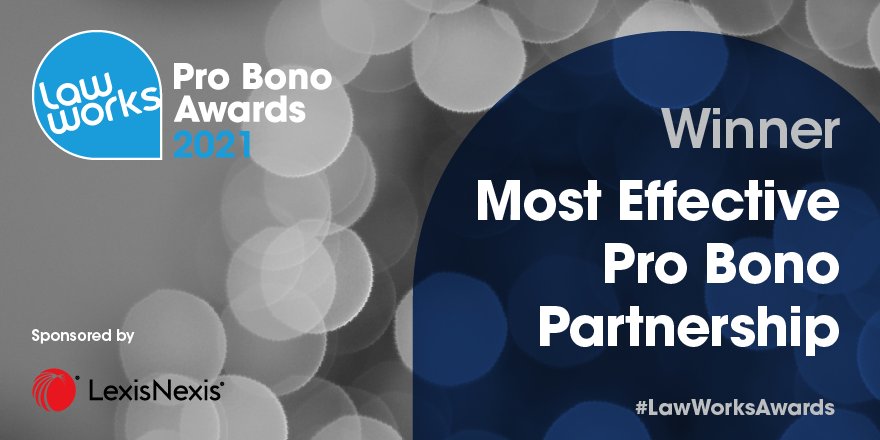 And we are delighted to announce that the winner of the <a href="/Law_Works/">LawWorks</a> Most Effective Pro Bono Partnership is … Pre-action Protocol Project Partnership with DLA Piper, Deighton Pierce Glynn, Care4Calais and Human for Rights Network  #Outstanding #LawWorksAwards #wedoprobono