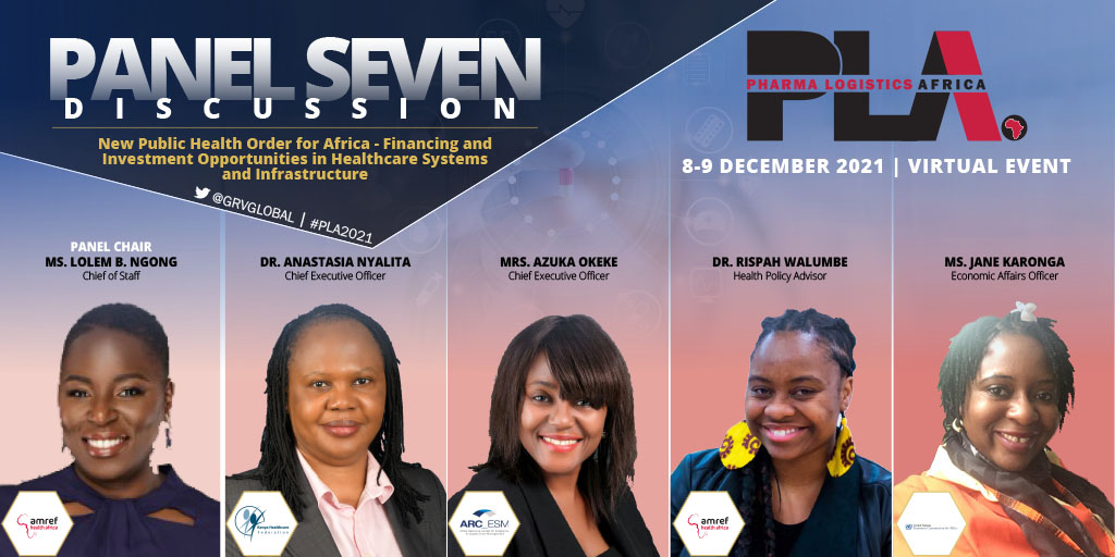 #PLA2021 proudly presents Panel 7 Public Health Order for Africa - Financing and Investment opportunities in healthcare systems and infrastructure feat. Lolem Ngong &amp; Rispah Walumbe <a href="/Amref_Worldwide/">Amref Health Africa</a>, <a href="/AnaNyalita/">Anastasia</a> <a href="/KenyaHealthFed/">Kenya Healthcare Federation</a>, <a href="/zukynokeke/">Azuka Okeke</a> <a href="/ARC4SC/">Africa Resource Centre (ARC)</a> &amp; Jane Karonga <a href="/ECA_OFFICIAL/">ECA</a>