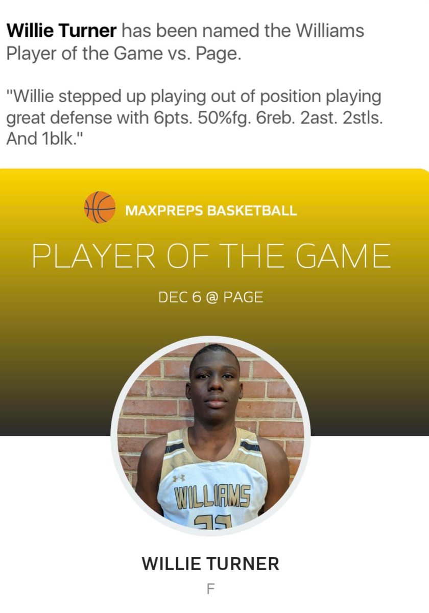 Great game Willie. Keep working hard !!
