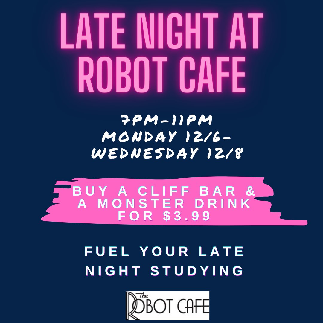 Get your late night study on with the Robot Cafe! #UMKCMNL #UMKCLibraries