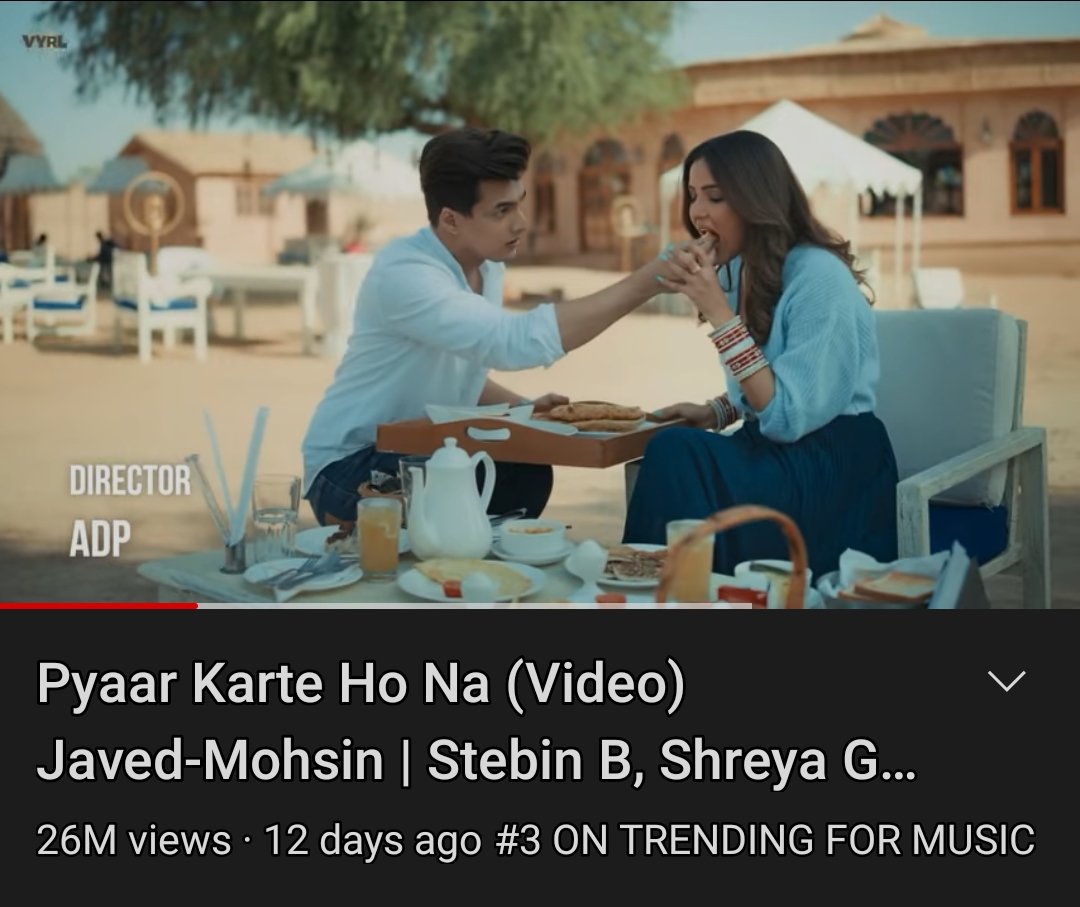 Congratulations to team for crosses 26M views ❤️ and many more to come for giving beautiful song,lyrics,feels, love and many more
#pyaarkartehona
#mohsinkhan #JasminBhasin 
#vyrloriginals #StebinBen #JavedMohsin #javedshaikh