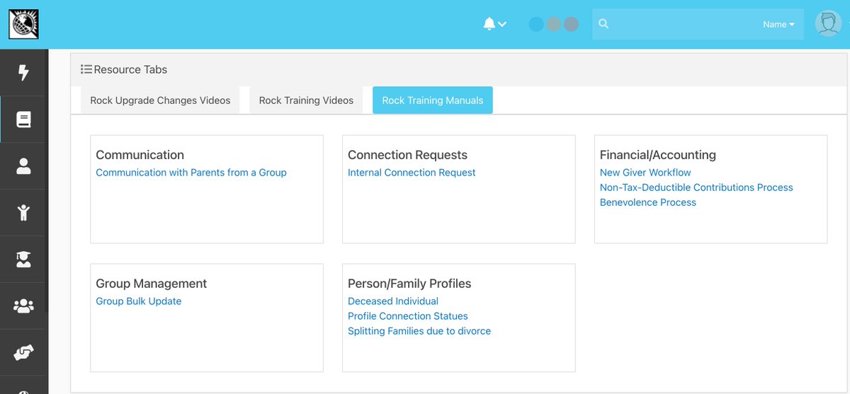Love the way one church organized their internal Rock resources so that employees could easily and independently access Rock information. Make it easy for your Rock users to get up to speed by requesting something similar for your church!