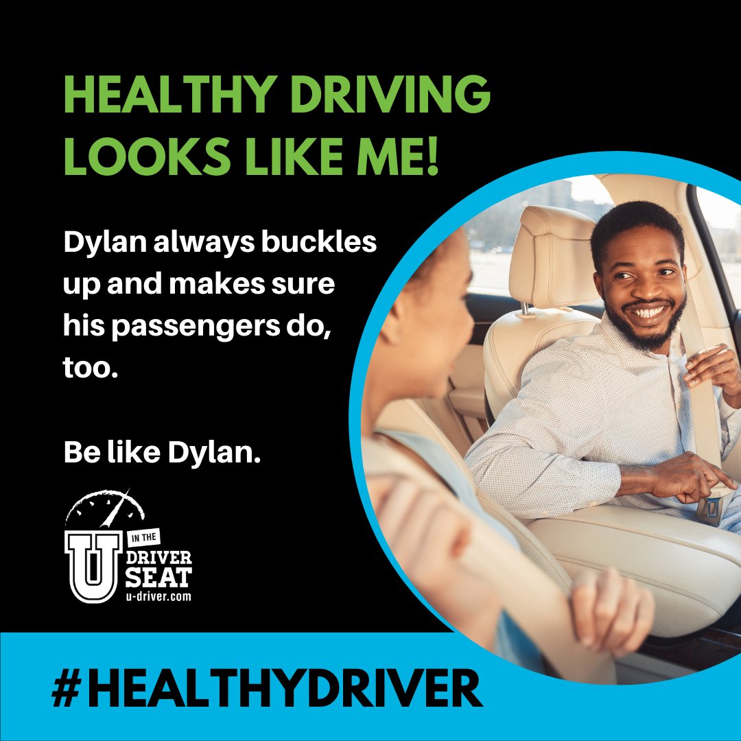 UDriverSeat's tweet photo. Safe choices are healthy choices - like keeping you and your passengers safe by buckling up, every ride, every time. ๐ Seat belts save lives. ๐ #HealthyDriver #CopyThis #BeLikeDylan #BuckleUp #ClickIt https://t.co/y8lvSxA8W7