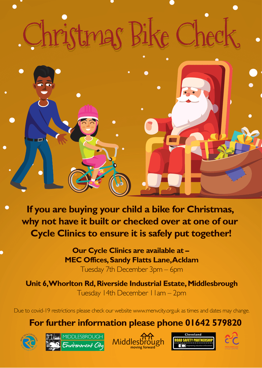 Menvcity's tweet photo. We have a Christmas Bike Check today at our offices here at MEC until 6pm: We're also hosting one next week at Unit 6 in Riverside Industrial Estate. Come along and we can check over or build your child's bike for Christmas! https://t.co/NZSq0ZKoFK
