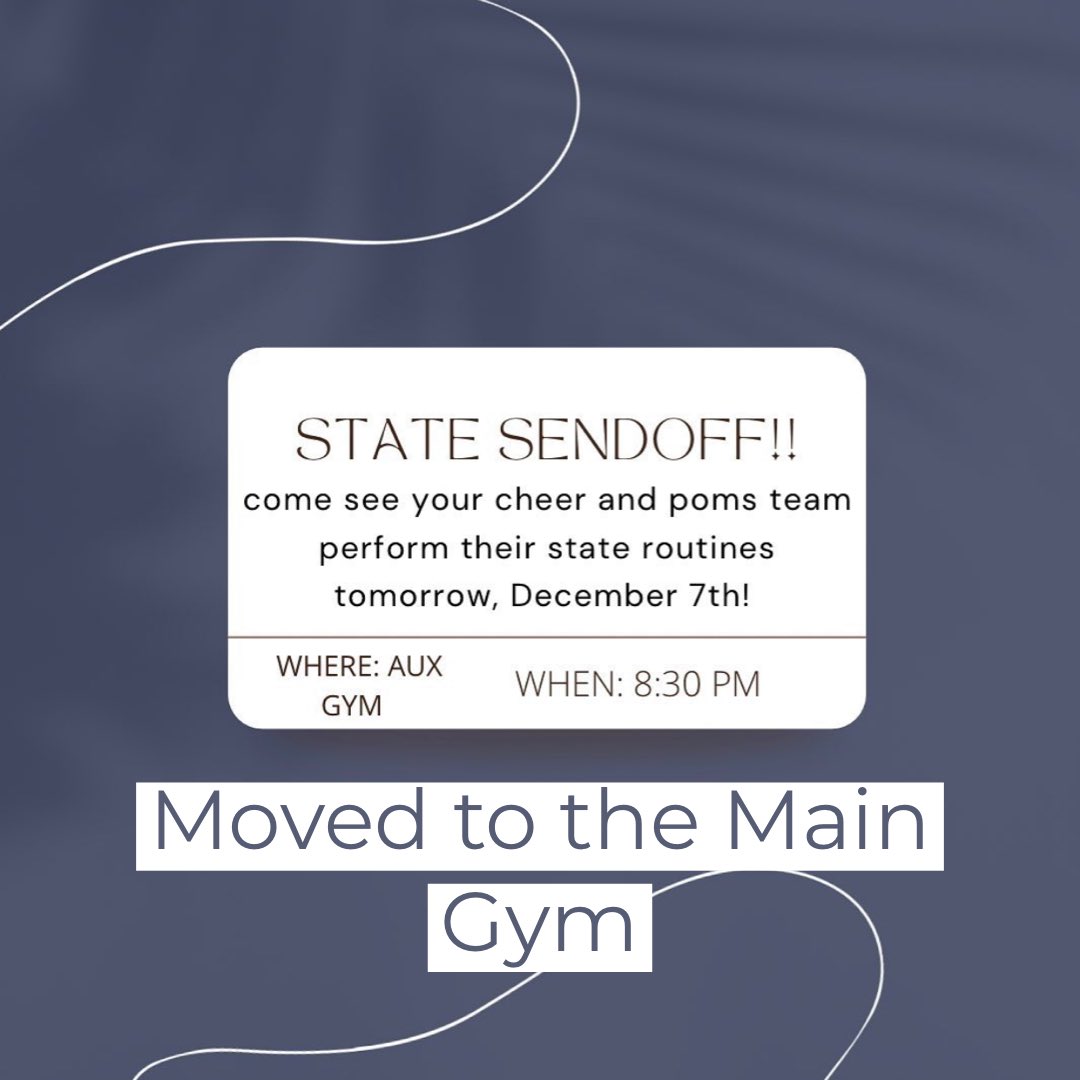 cthspoms1's tweet photo. State send off tonight at 8:30 pm in the main gym. See you there! #gtimeisnow https://t.co/PpC0TK4RPx