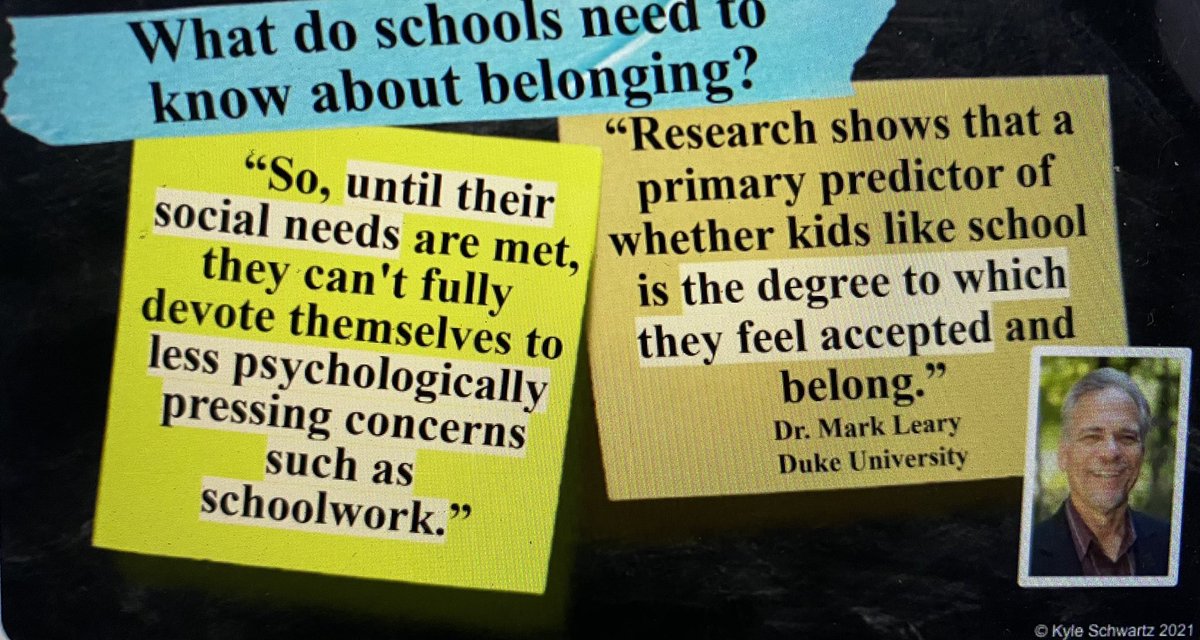 KristenRulison's tweet image. Inspiring keynote from author of I Wish My Teacher Knew @kylemschwartz at the #LearnFwd21 conference. Students need to feel like they belong. “You can’t belong to a community you don’t contribute to.”