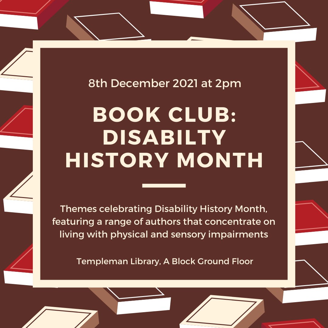 (1) Come along to the Disability History Month book club tomorrow from 2pm in the @unikentlibraryit! This club will feature a range of authors and their novels that concentrate on living physical impairment, sensory impairments and neurodivergent conditions.<a href="/unikentccl/">College and Community Life</a> <a href="/KentUnion/">Kent Union</a>