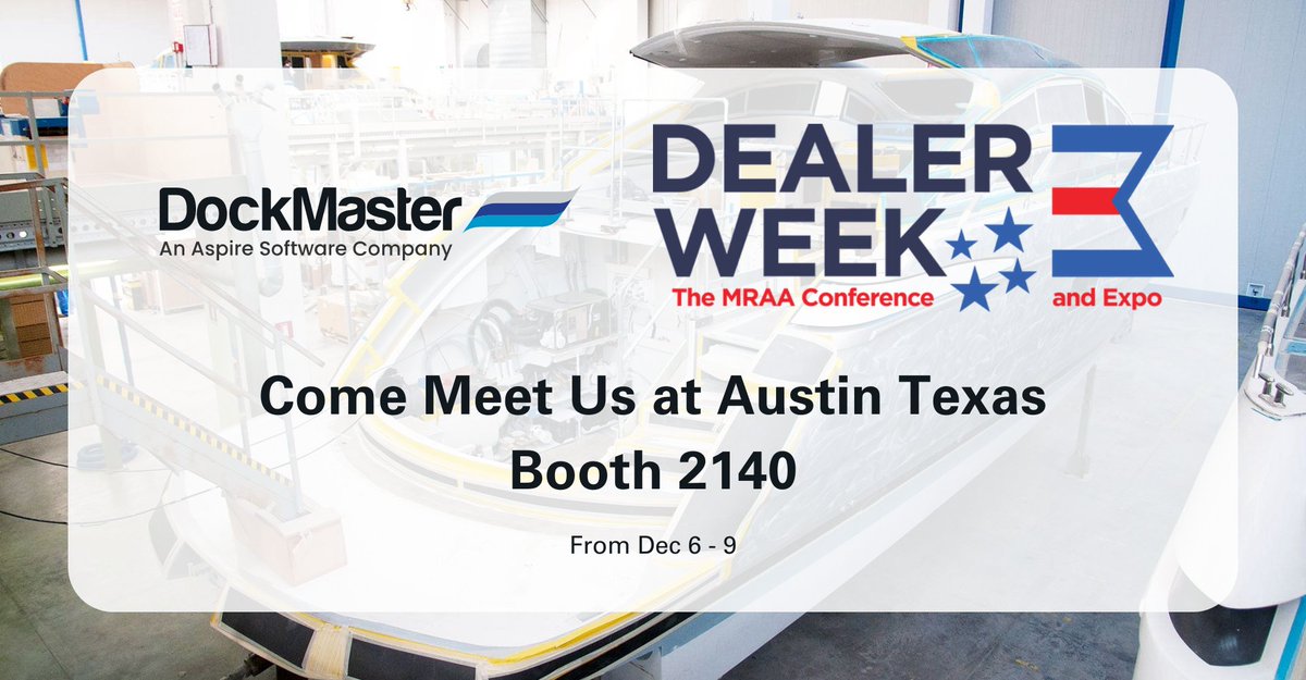 Come by and Say Hi! We are in Austin, TX for Dealer Week! Booth 2140

#DockMaster #MarinaManagement #DealerWeek #MRAA