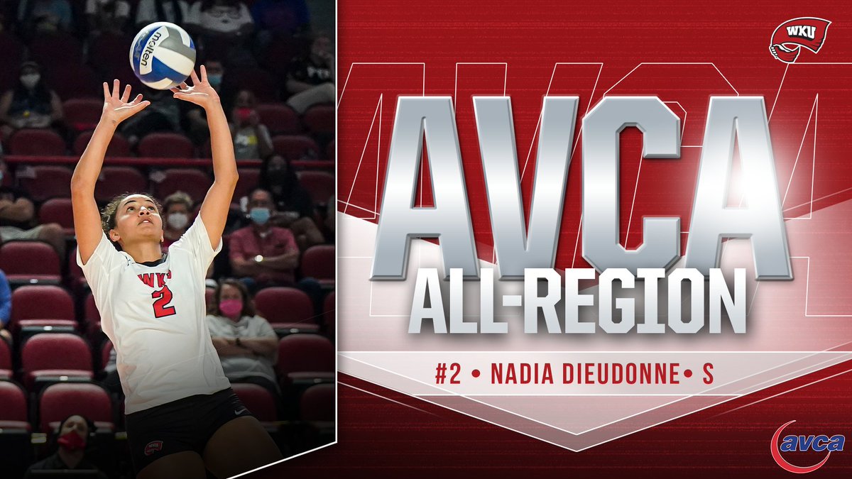 WKUVolleyball's tweet photo. Nadia Dieudonne closes her career as a 3-time @AVCAVolleyball All-Region selection since transferring to The Hill!

#GoTops | @ndieu121 https://t.co/R2xG4cMcLD