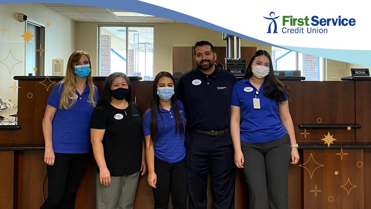 FirstServiceCU's tweet photo. How can Damian and the team at our #GulfFreeway Branch add a little sparkle to your day? 💙✨ https://t.co/EBVc2N3xpL