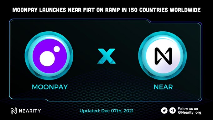 🎉Moonpay launches $NEAR fiat on ramp in 150 countries worldwide

🚀MoonPay, the based crypto payments infrastructure company used by more than 5M people, has announced customers in 150 countries will be able to buy $NEAR directly through its platform