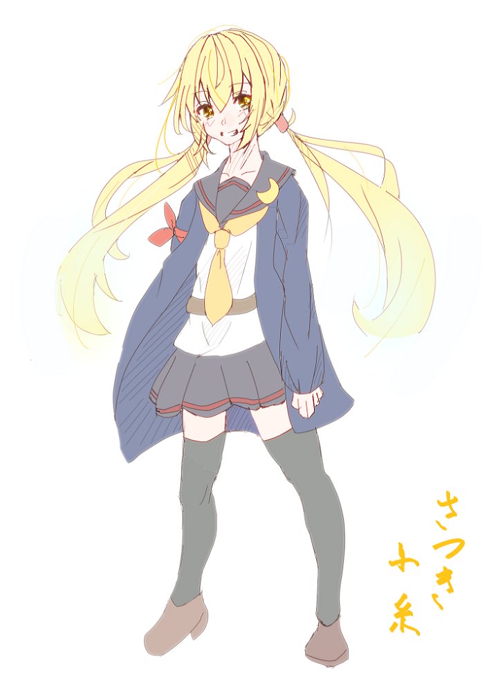 satsuki (kancolle) 1girl solo long hair twintails blonde hair thighhighs school uniform  illustration images