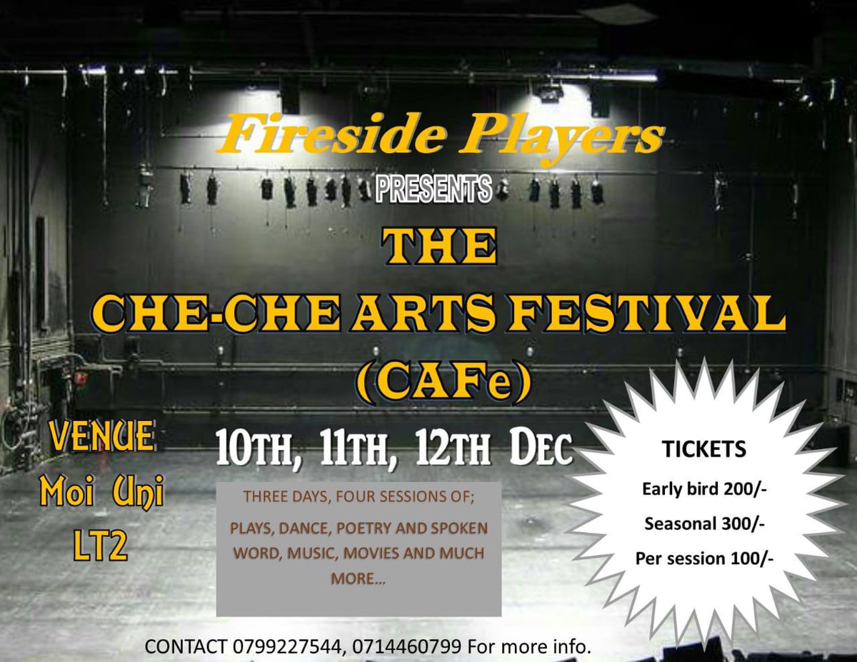 shaddy137's tweet photo. Che-che festival almost sold out hurry get your tickets @OKtAv1O @_Vincense @_agusherz @iammaswi @Ayieko__ @WanjiruMuguongo @EnosAmbani #CAFé #checheartsfestival welcome all https://t.co/05HJBRM03t