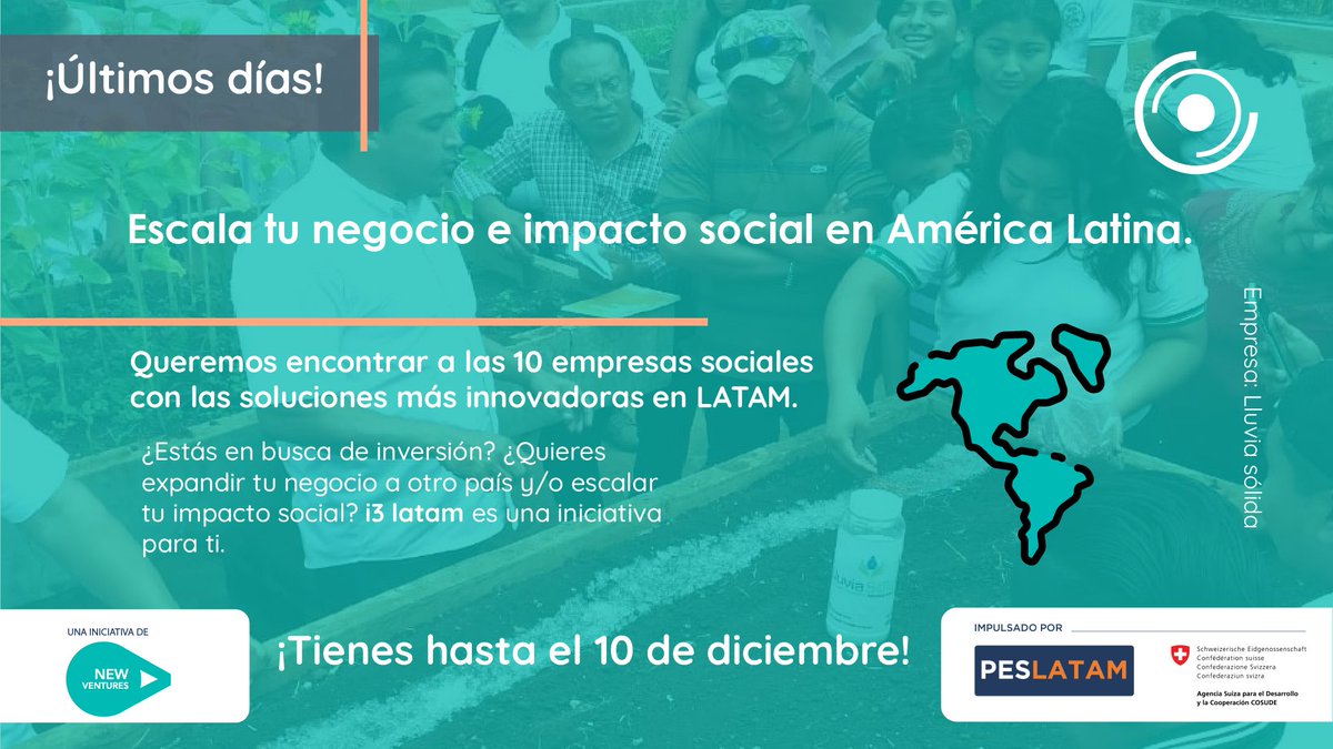 KayaImpacto's tweet photo. ¿Buscas escalar tu negocio e impacto social en LATAM? 🌎 i3Latam te está buscando! ¡Últimos días, aplica antes del 10 de diciembre!
Ingresa aquí👉 https://t.co/MBQjR6qUqo
@NewVenturesMX #PESLatam #LATAM #impactosocial #BoP https://t.co/lV5d0ugYHq