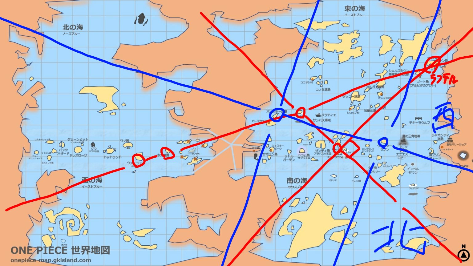 ワンピ考察 ワンピース考察 ロードポーネグリフ四地点とラフテルの場所 T Co Oqefsd97bn Twitter