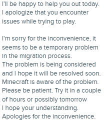 jonnyawsom4's tweet photo. @Vi_El_VT This what I got from support, just told me to wait and hope it works tomorrow https://t.co/3xpo0uKGt4