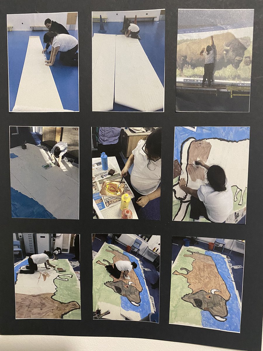 As part of our topic on the environment and sustainability we have been exploring endangered members of the animal kingdom.  AK chose to explore The American Bison.  After researching and learning about The Bison she created this amazing life size painting!  Great work!!