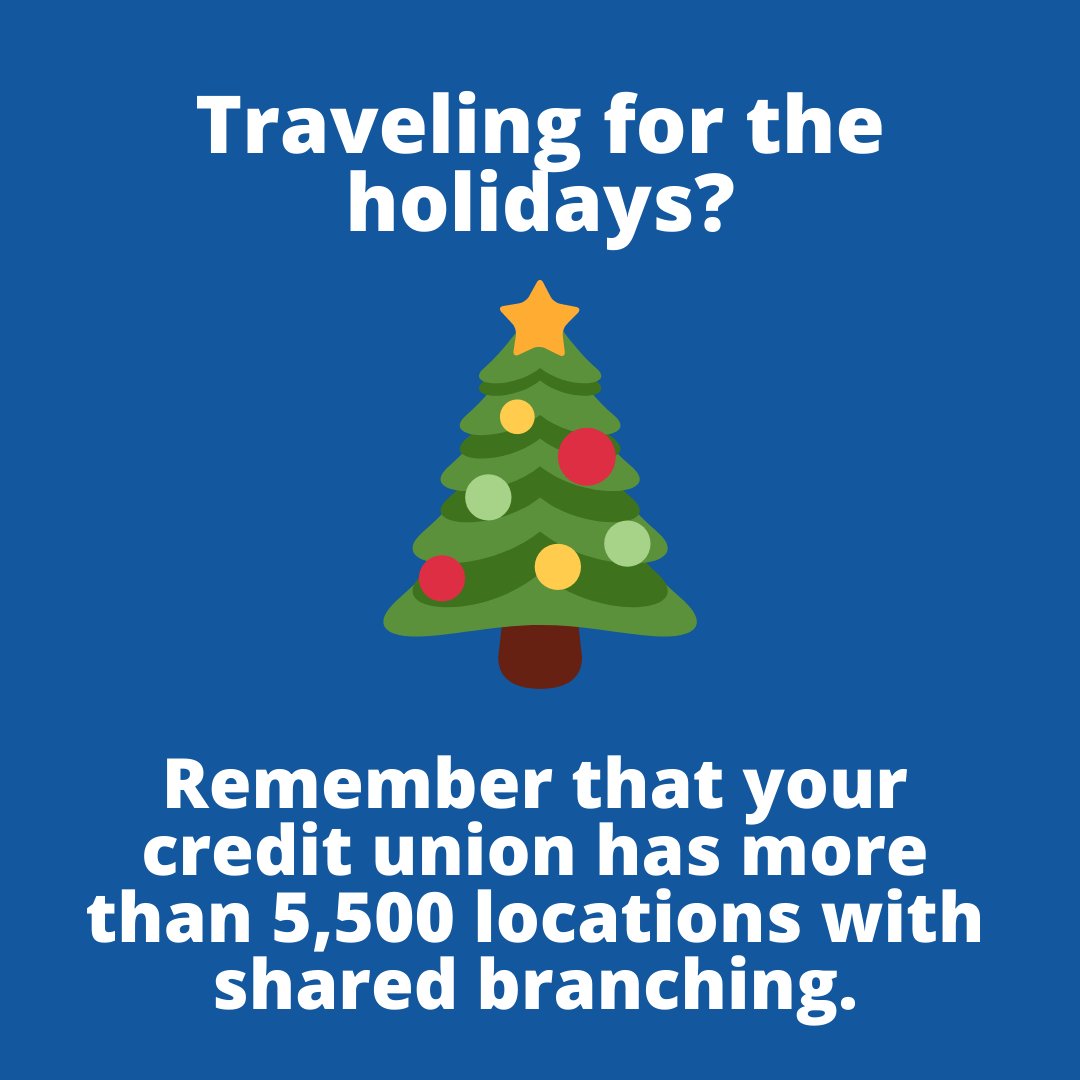 Did you know? Credit Unions are part of a shared branching network-that means that if your credit union participates in shared branching, you can bank ANYWHERE, NATION-WIDE! 

To find the closest shared branching location to your holiday party click here: ow.ly/cnsu50H4hjm